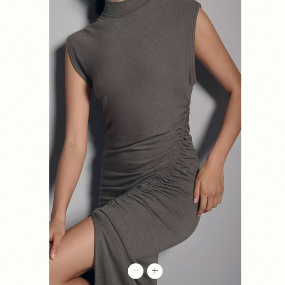 Anthropologie x Daily Practice Mock-Neck Ruched Dress- Size L - Picture 2 of 3